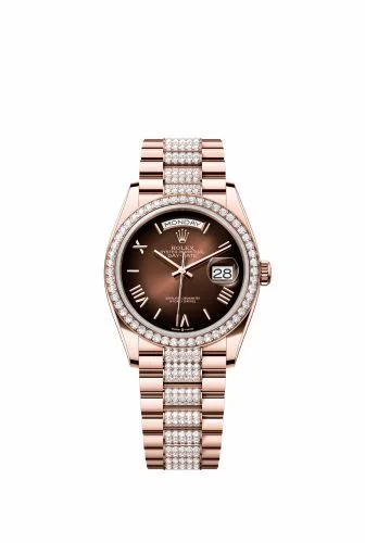 Rolex Day-Date 36 Everose Gold / Diamond / Brown Ombré - Roman / President 128345RBR-0076 (m128345rbr-0076)